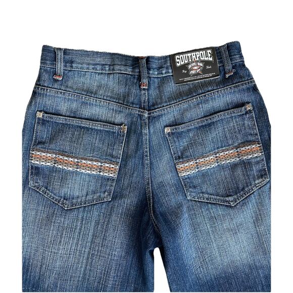 Vintage Y2K Southpole Gold‎ Tab Black Baggy Denim Hip Hop Grunge Shorts Size 34 - Picture 4 of 4